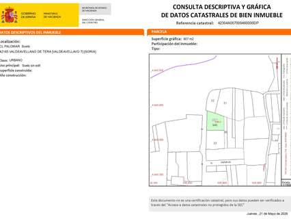 Parcela urbana en venta en Valdeavellano de Tera