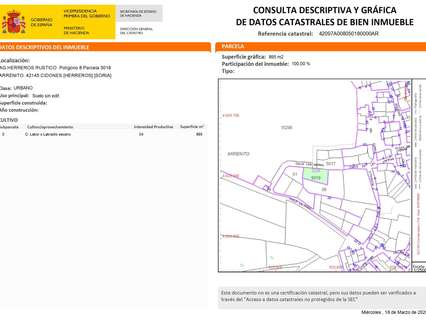 Parcela urbana en venta en Cidones