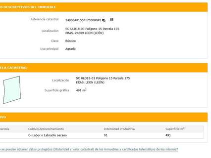 Parcela rústica en venta en León