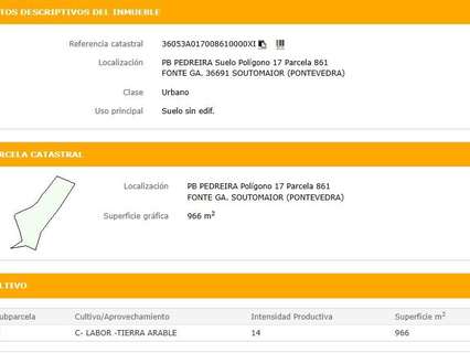 Parcela rústica en venta en Soutomaior