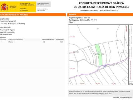 Parcela rústica en venta en Adeje