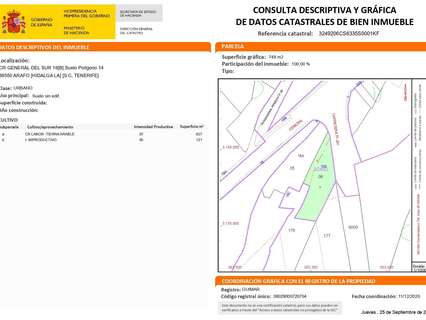 Parcela rústica en venta en Arafo
