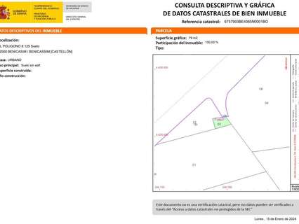 Parcela rústica en venta en Benicasim/Benicàssim