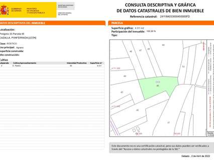 Parcela rústica en venta en Ponferrada