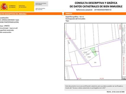 Parcela rústica en venta en Ponferrada