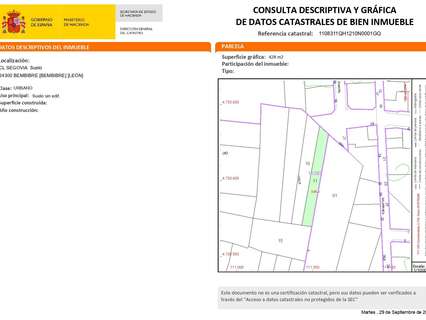 Parcela urbana en venta en Bembibre
