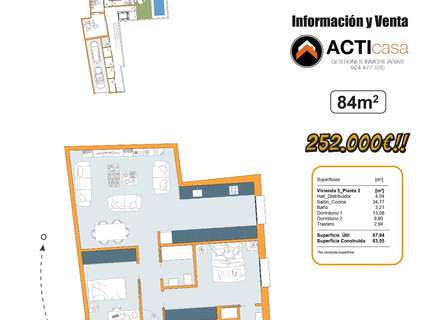 Apartamento en venta en Badajoz