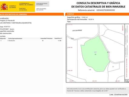 Parcela rústica en venta en Fuentealbilla