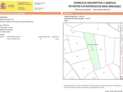 Parcela rústica en venta en Alcalá del Júcar