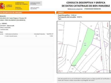 Parcela rústica en venta en Salamanca