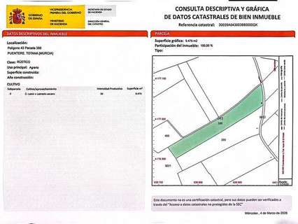 Parcela rústica en venta en Totana