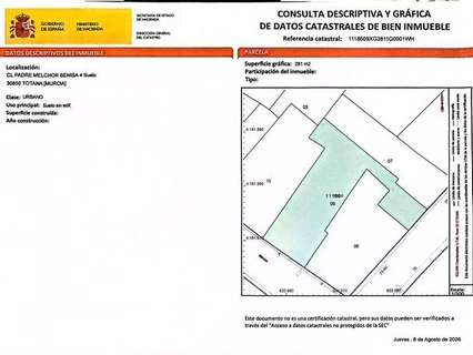 Parcela rústica en venta en Totana