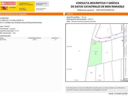 Parcela rústica en venta en La Bisbal del Penedès