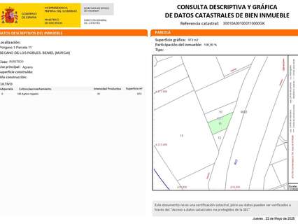 Parcela rústica en venta en Beniel