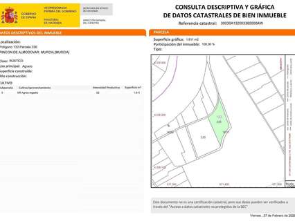 Parcela rústica en venta en Murcia zona Alquerías
