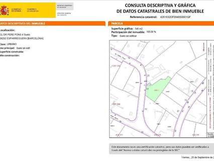 Parcela rústica en venta en Esparreguera