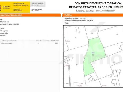 Parcela rústica en venta en Elche/Elx zona Las Bayas